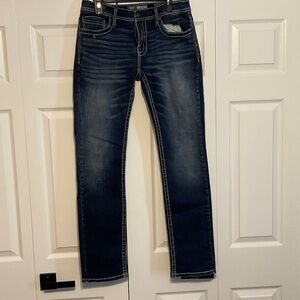 Buckle Men's Slim Straight Jeans - Dark Blue